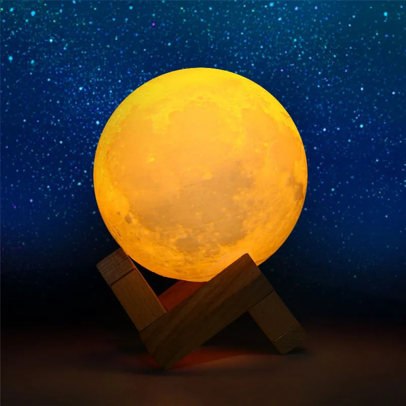 Светодиодный ночсветильник с 3D рисунком Луны лампа аккумулятором и сенсорным