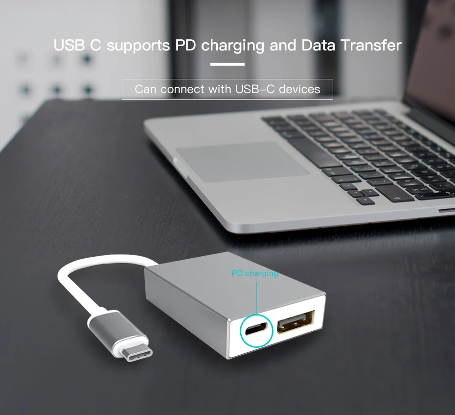 C BOX USB Displayport адаптер USB2.0 PD зарядки 4 К 60 Гц для MacBook Chromebook Galaxy S8 Тип usb DP конвертер| |