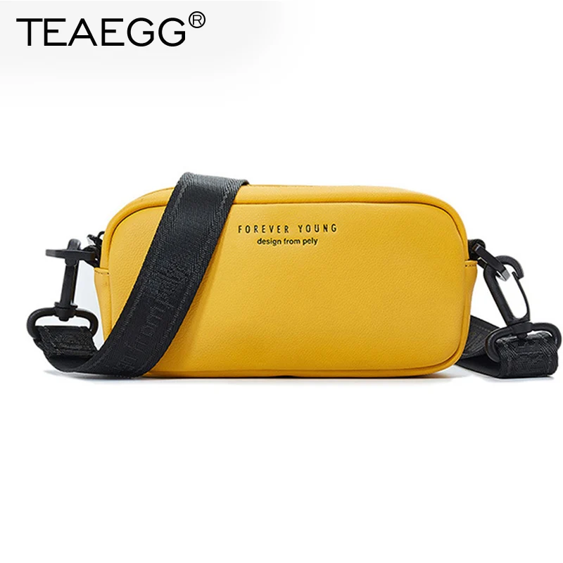 Yellow TEAEGG, женские сумки через плечо с буквенным принтом, сумки-мессенджеры из коровьей кожи, женские школьные сумки с клапаном - Цвет: Yellow