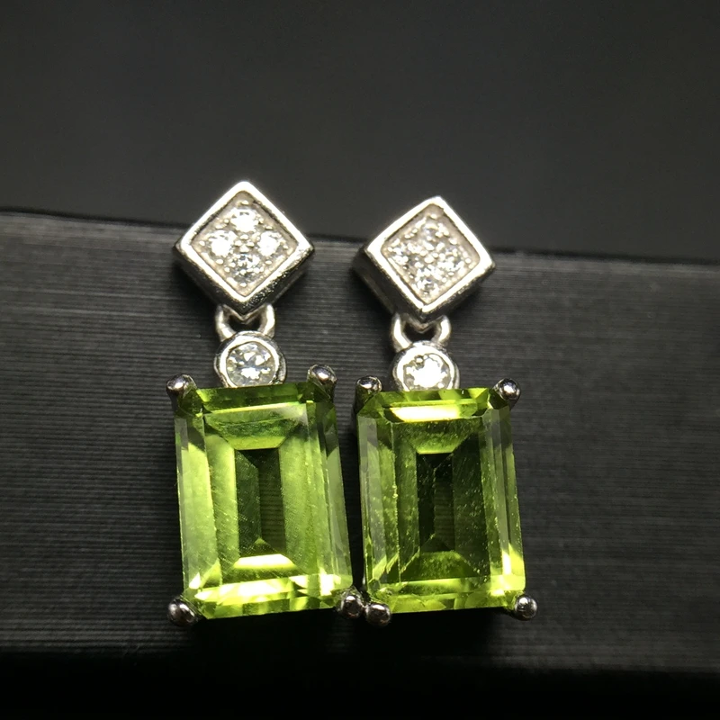

Almei Natural Peridot Earrings for Women, 925 Sterling Silver, 5*7mm*2 Pcs August Birthstone Gemstone Birthday Gift FR111