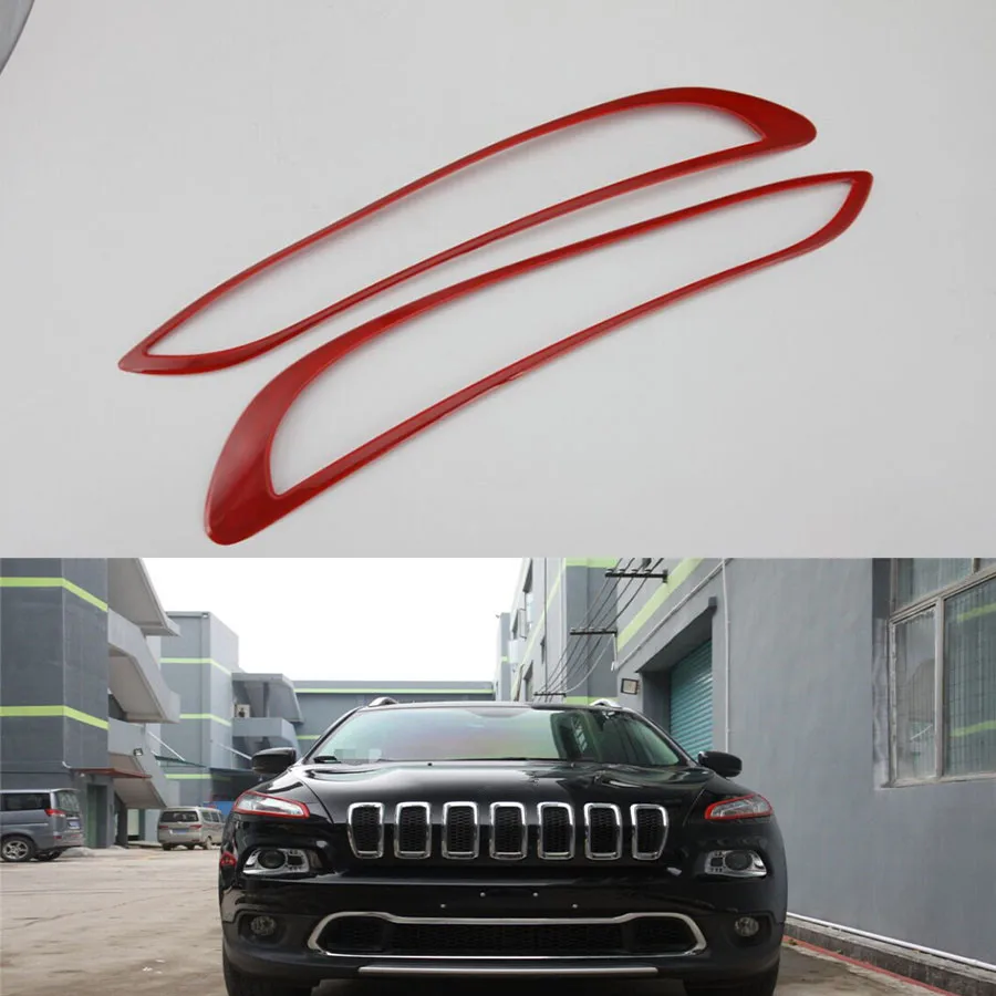 

2Pcs/Set ABS Exterior Car Front Daytime Running Light Lamp Frame Sticker Styling Cover Trim For Jeep Cherokee 2014-16