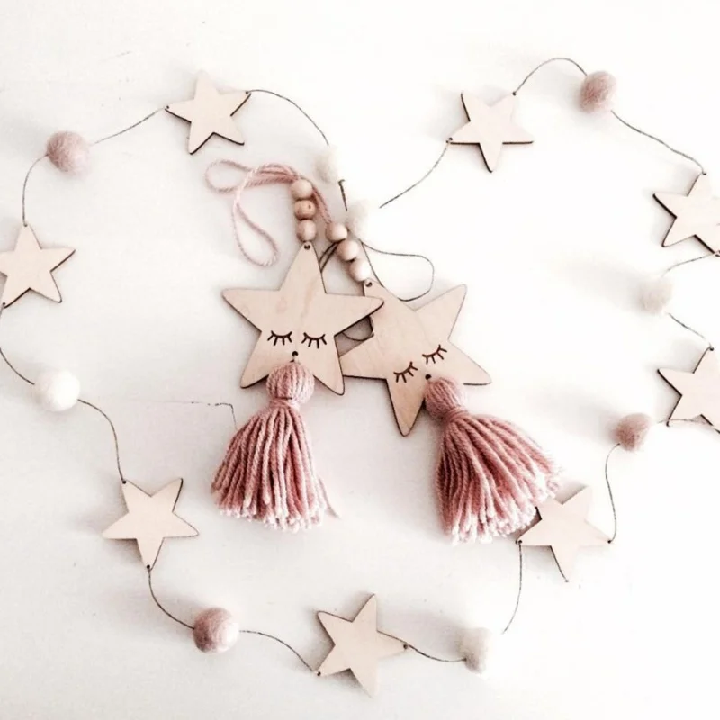 2 м пятиконечные струны со звездами украшение для дома креативное с помпоном круг