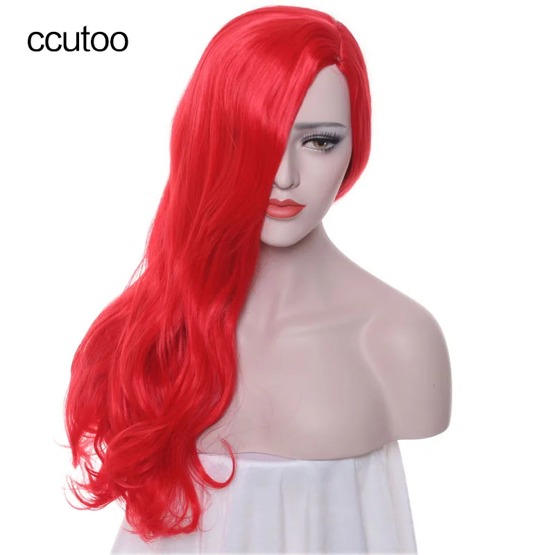 Ccutoo 65 см Jessica Rabbit Red Side Parting кудрявые синтетические волосы косплей парик