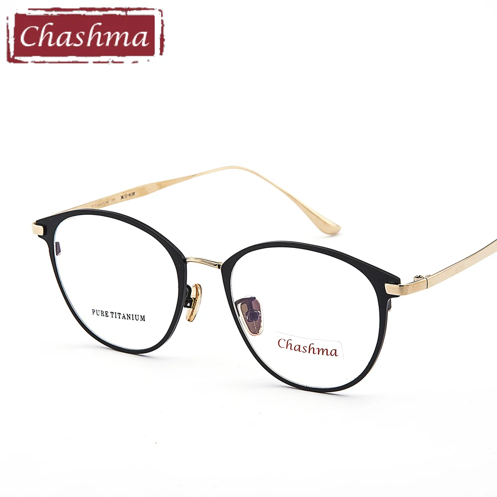 

Chashma Female Pure Titanium Frame Lentes Opticos Gafas Top Quality Super Light Eyeglasses Women and Men IP Plating Glasses