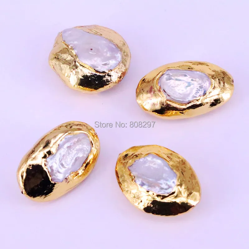 Модные DIY 8Pcs Gold цветные бусины из рыхлой породы Nature Перламутровые Бусины