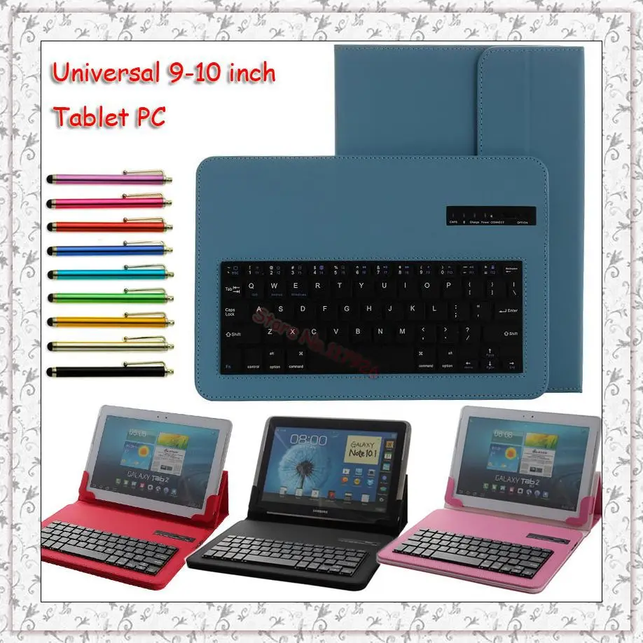 Роскошная красочная Универсальная съемная клавиатура Bluetooth ABS с кожаной