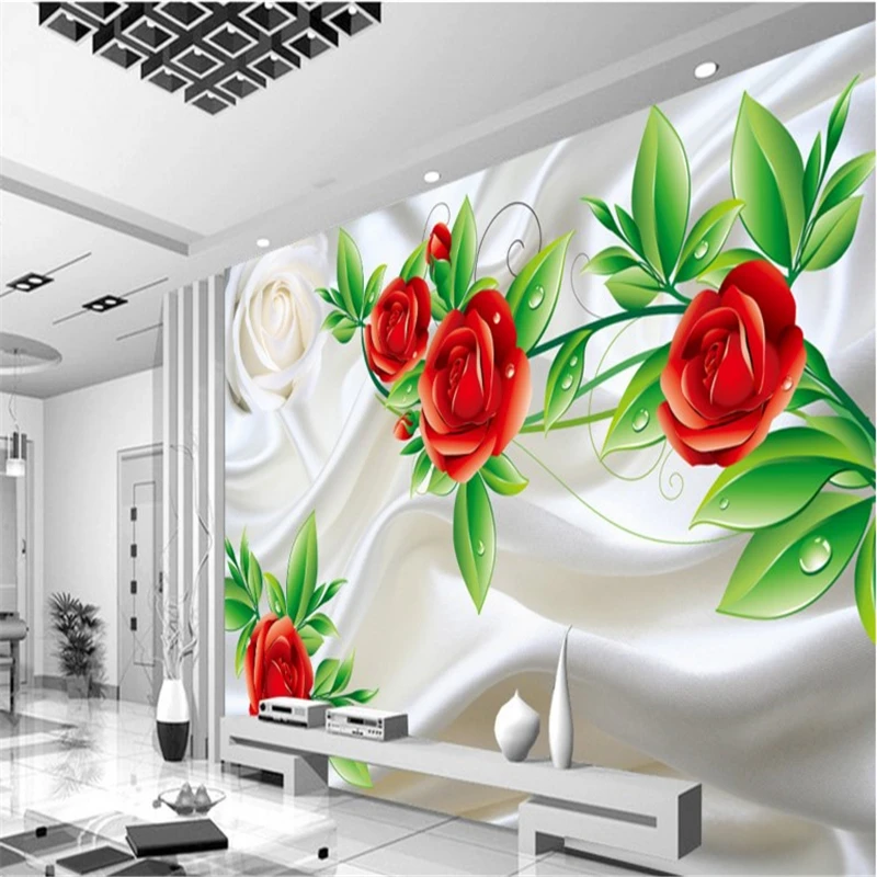 

beibehang Large custom wallpaper wave beauty roses image of the wall simple living room TV backdrop papel de parede 3d europeu