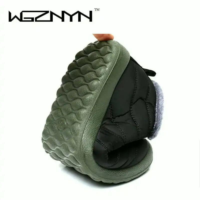 WGZNYN/Новинка 2017 года Мужская зимняя обувь однотонные зимние ботинки с хлопковой