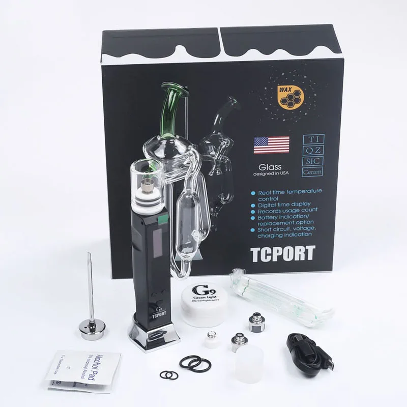 G9 Tcport перезаряжаемая электронная пирекс стеклянная масляная горелка bubbler enail восковой испаритель dab rig курительная трубка со стеклянной водопроводной трубой
