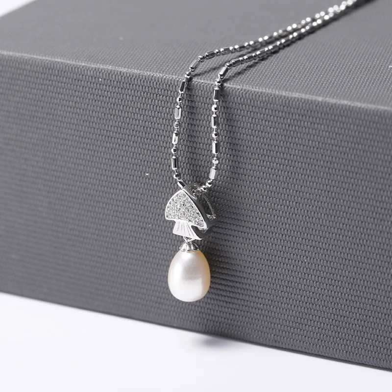 Милый Стиль Рыбы Кулон Летняя Мода 7 8 мм Белый цвет Натуральный Речной Жемчуг 925