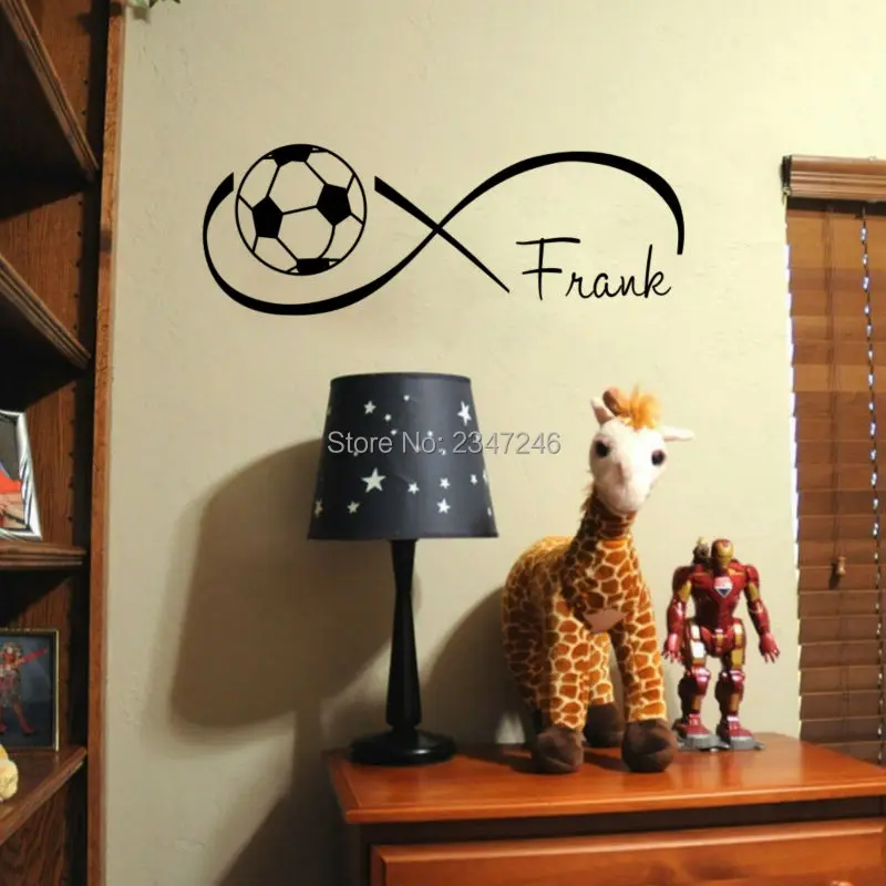 Персонализированные Бесконечности футбол любой детский имя настенные наклейки