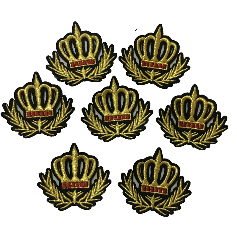 10 Pieces/lot Gold Crown Embroidered Iron on Patches for Clothes Backpack Embroidery Appliques Badge Sewing DIY | Дом и сад