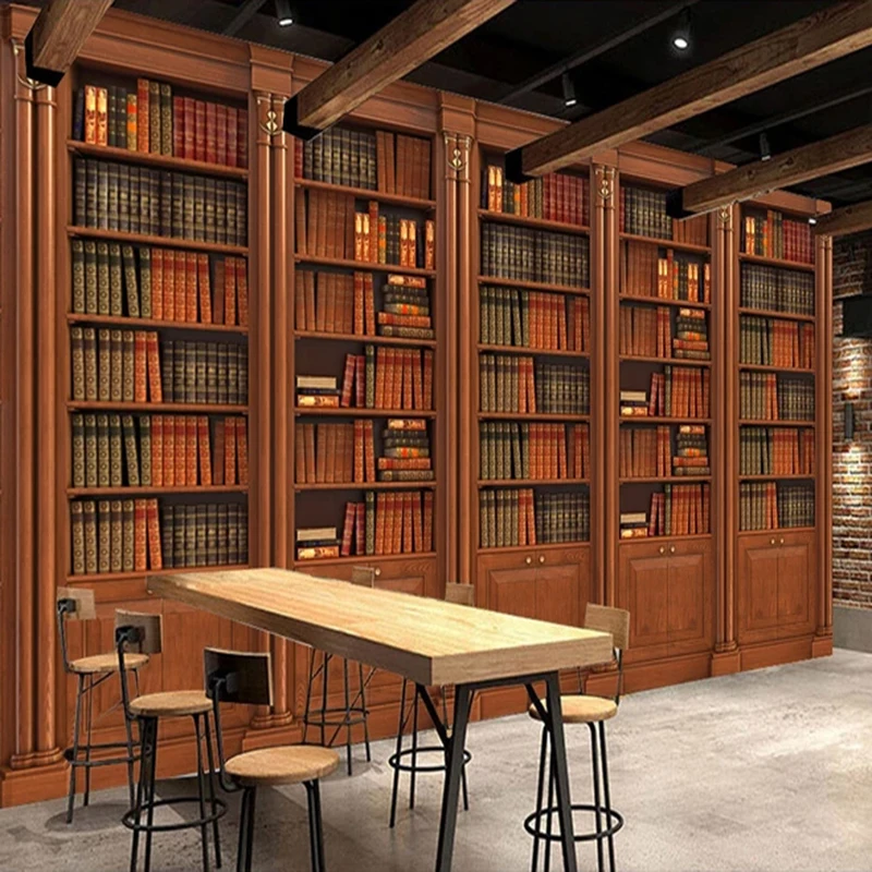 Пользовательские обои 3D стерео книжная полка книжный шкаф фото роспись