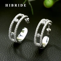 hibride womens fashion white color round hoop earrings inout micro cubic zirconia paved for mom wife girlfriend gift e 454