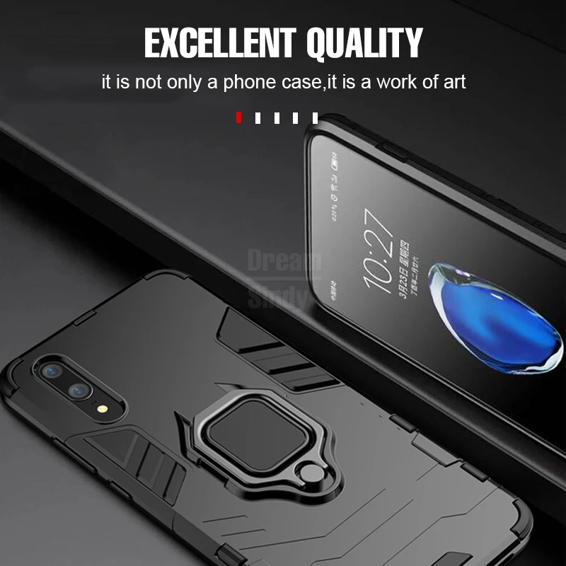 KISSCASE 3 in 1 Phone Case For Xiaomi Redmi 6 Pro Note 5 4X With Finger Ring Adsorption Cases Pocophone F1 Mi 6X 8 A1 A2 5X |