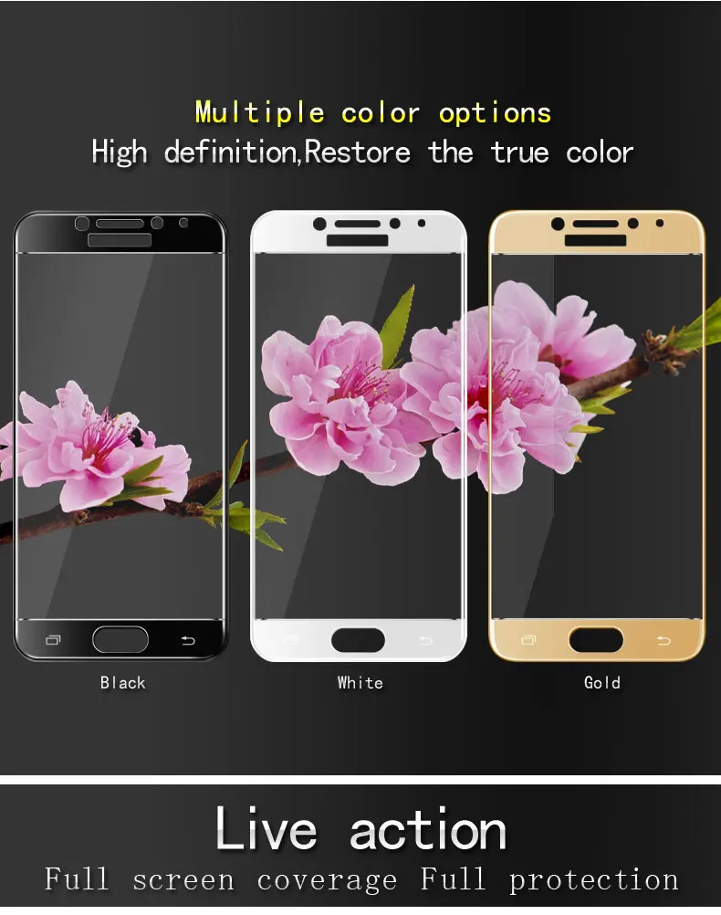 Закаленное 3d стекло для Samsung Galaxy C5 Pro полноэкранная Взрывозащищенная защитная