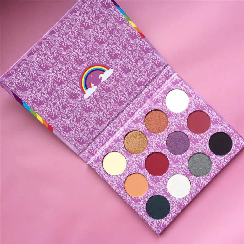 12 цветов маленький пони радуга мерцающие тени для век лоток блок дефект матовый