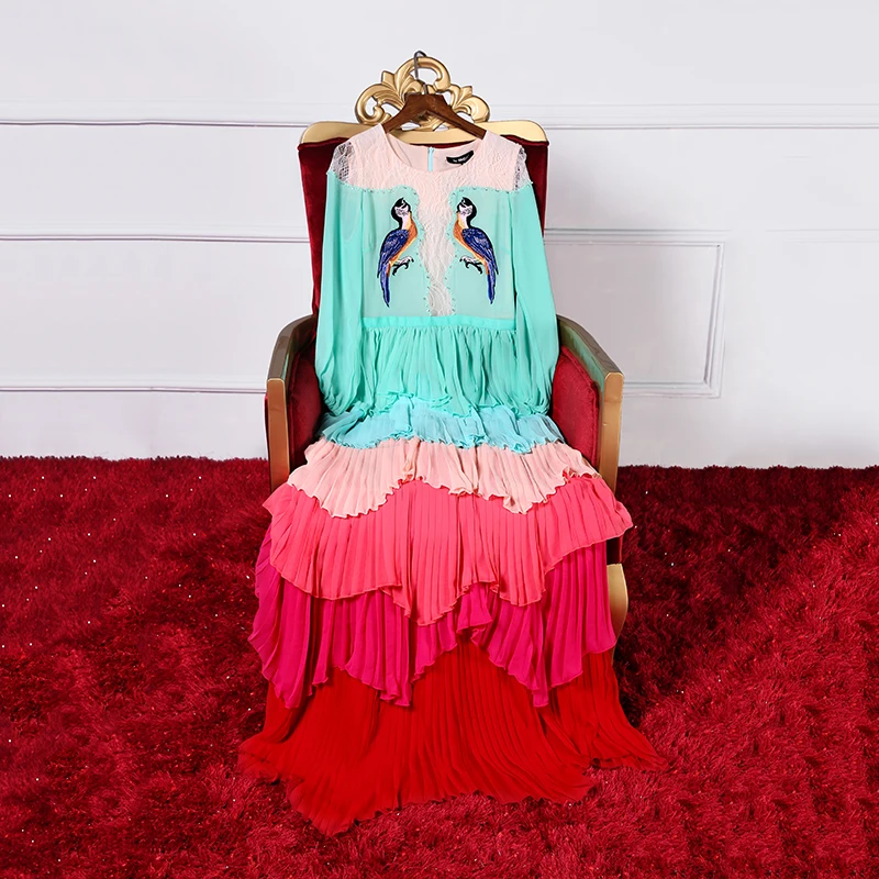 Женское длинное вечернее платье Megyn разноцветное макси с длинным рукавом и