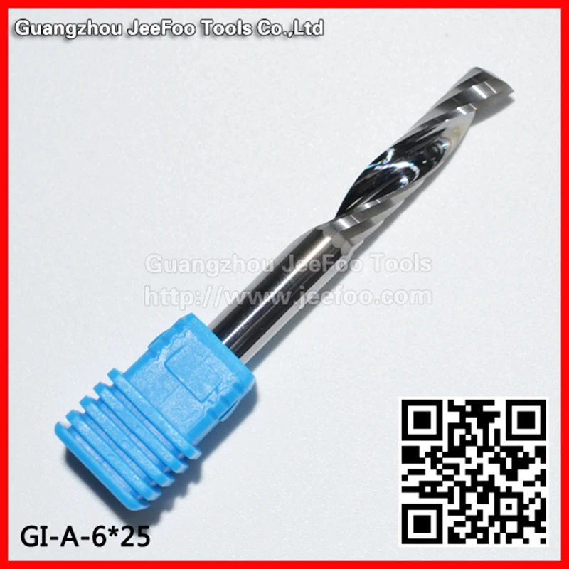 値段 6*25 ミリメートル超硬ワンフルートスパイラルビット CED6mm CEL25mm エンドミル彫刻カッター、 PVC 、 MDF 、アルミシリーズ