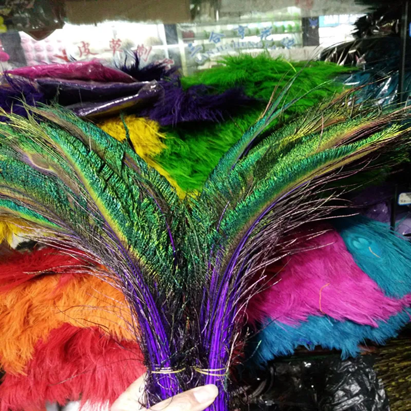 Оптовая продажа симметричные натуральные перья меча павлина 20 шт./лот длина 30 35