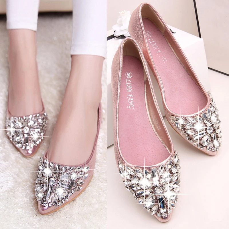 Bling Rhinestone Flats Women Shoes Woman Leisure Spring Butterfly Ballerina Ladies Female Soft Shiny Crystal Casual | Обувь