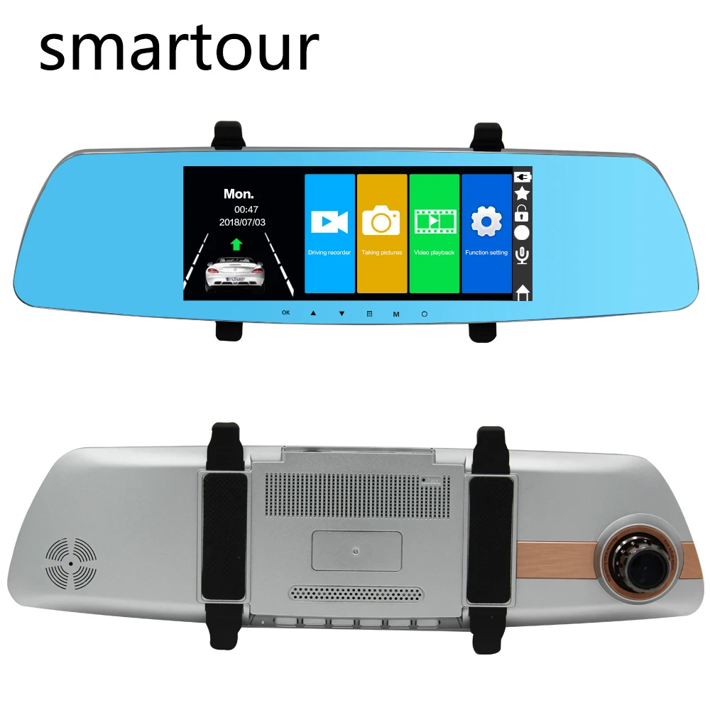 Smartour Автомобильный видеорегистратор " видеорегистратор с зеркалом заднего вида 1080P видеорегистратор с двумя объективами авто передний и задний видеорегистратор
