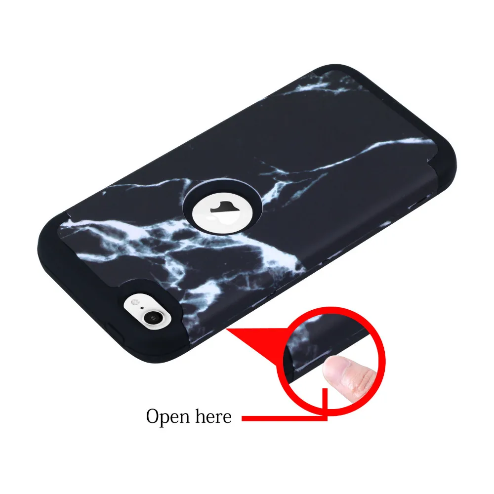 Черный мраморный узор ультра тонкий ударопрочный защитный полный корпус жесткий