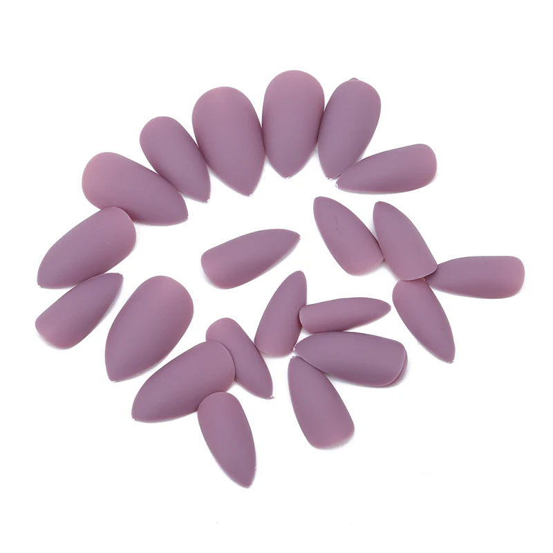 New Arrivals Women Fake Nails Pointed Head Patch Solid Color Nail Sticker Clips Stickers Accessories Gadgets | Красота и здоровье