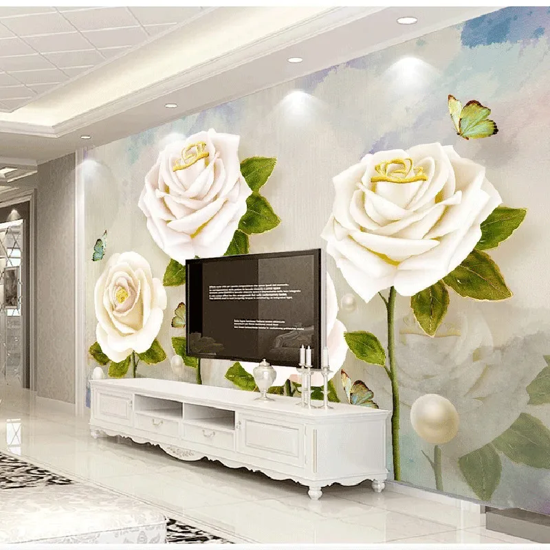 3D обои индивидуальная настенная муранская роспись масляная краска белая Роза