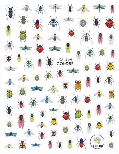 insect Муха насекомое 3d наклейки для ногтей s наклейки самоклеющиеся DIY наконечник Шарм Дизайн пчела дизайн ногтей наклейки Обертывания идеальные украшения - Цвет: insect