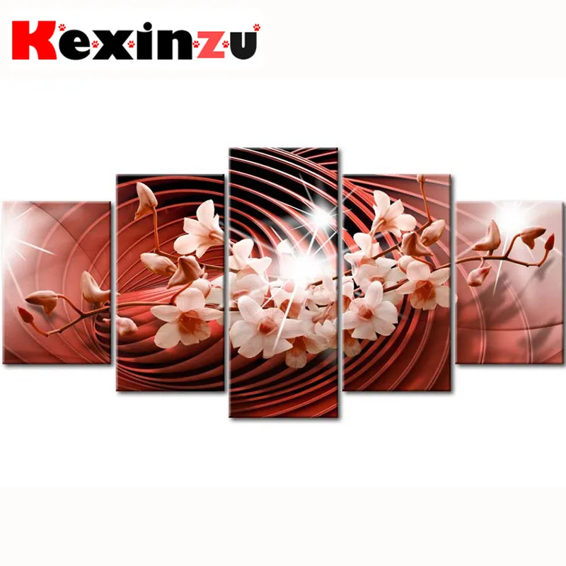 

5pcs Full Square/Round Drill 5D DIY Diamond Painting Cross Stitch"Flower Home" Multi-picture Combination Embroidery Decor Home 2