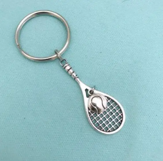 Tennis Racket Tenni Теннисная ракетка теннис мяч эмаль рождественские носки Очаровательная цепочка для ключей кольцо для ключей автомобиля ювелирные изделия винтажная серебряная пара брелок - Цвет: Tennis Racket Tenni