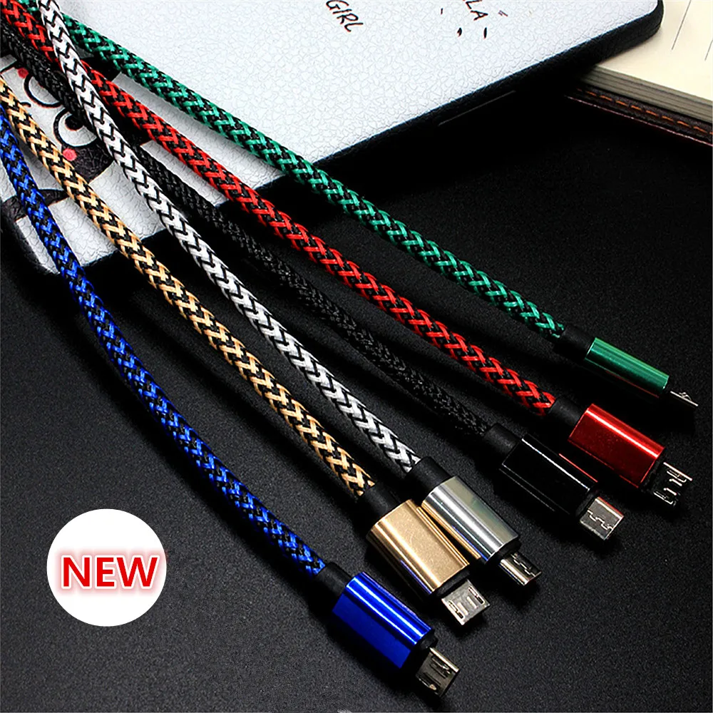 1/2/3 топливный шланг Нейлон Плетеный Micro USB зарядный кабель для передачи данных iPhone