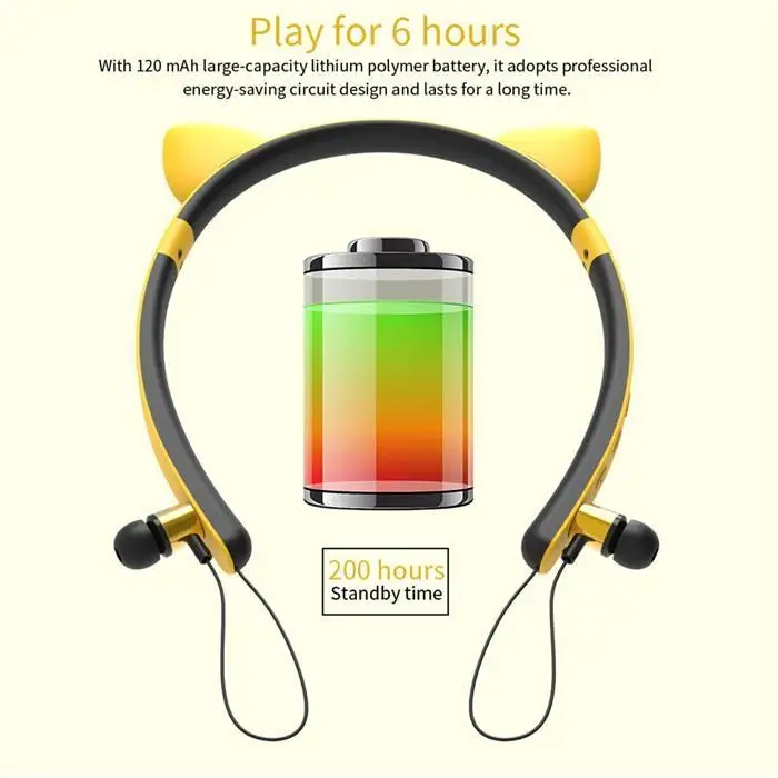 Магнитные Bluetooth стерео наушники головная повязка кошачьи игровые спортивные