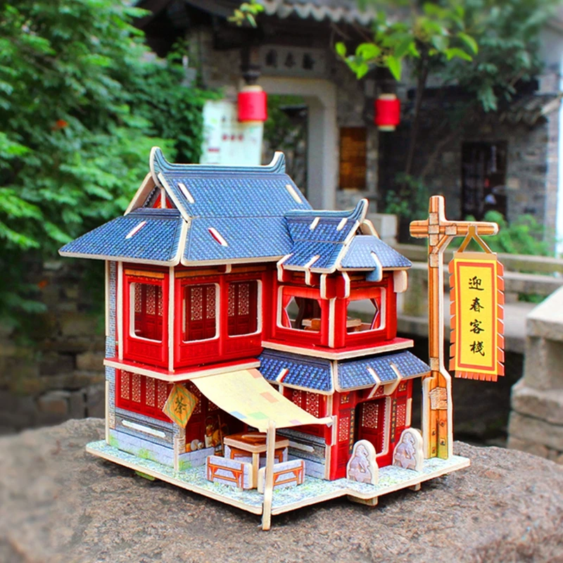 Robud 3D винтажная китайская игра-головоломка для общежития деревянная модель