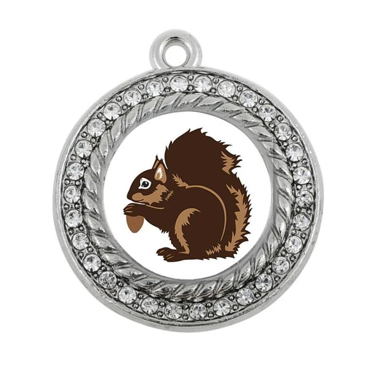 

SQUIRREL CIRCLE SQUARE CHARM antique silver plated jewelry