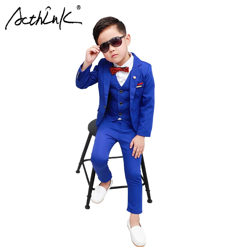 ActhInK New Design Flower Boys Wedding Suit 3PCS Party Christmas Costume Gentle Spring Formal Clothing Set Kids Suits | Детская одежда
