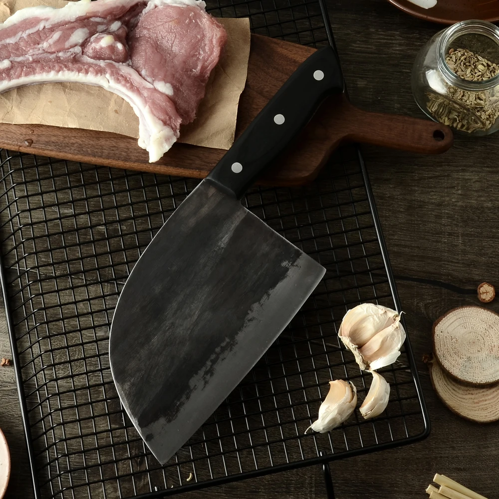 XYj ручная работа кованый китайский кухонный нож мясника из высокоуглеродистой
