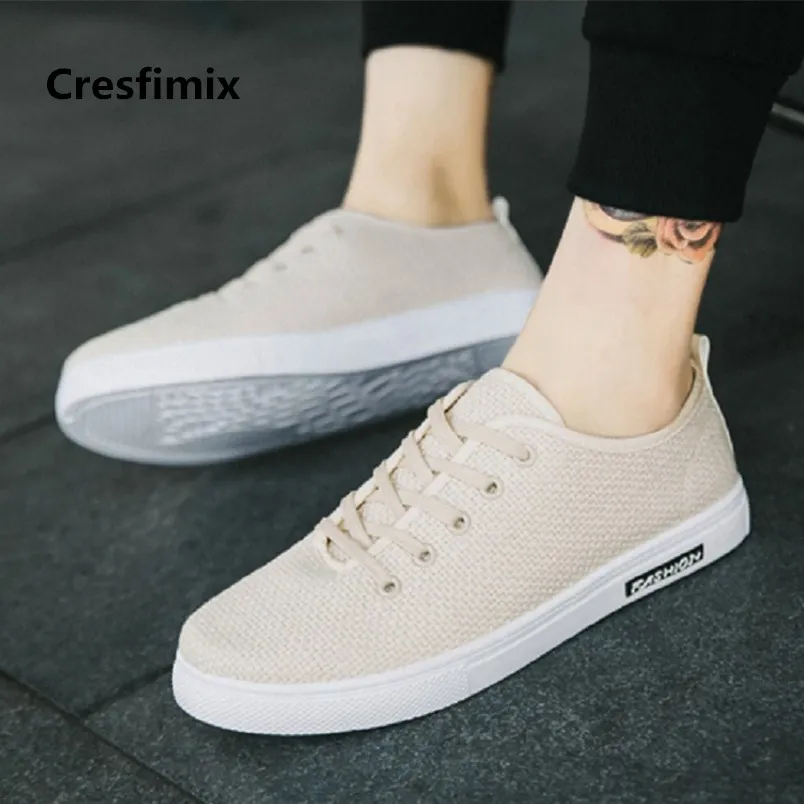 

Cresfimix zapatos hombre male fashion comfortable light weight hemp shoes men casual street beige shoes man's cool shoes a2727