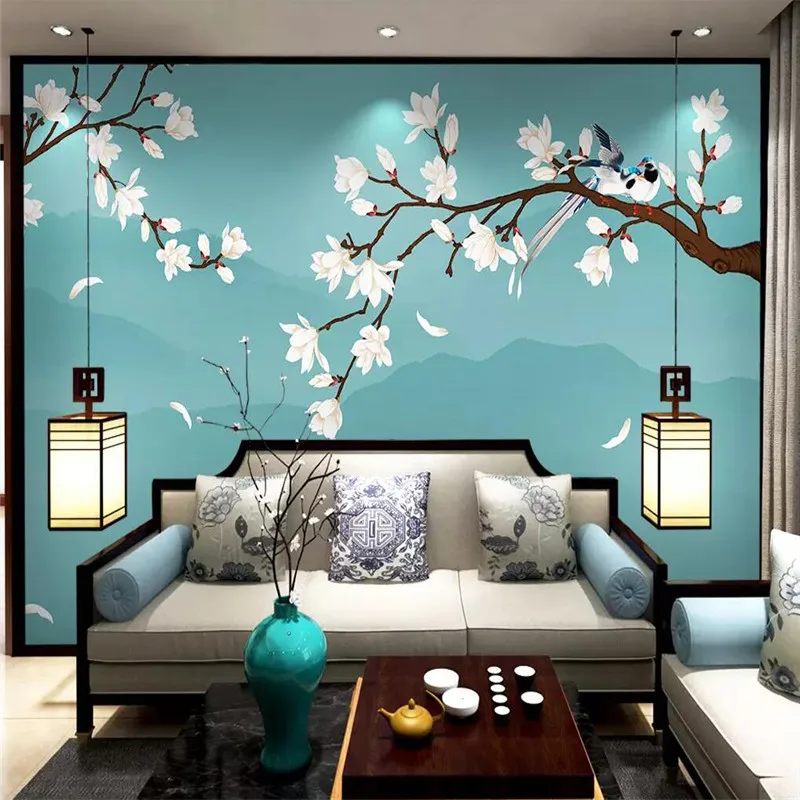 

3D фотообои Youman на заказ, обои в китайском стиле с изображением цветов магнолии и птиц, для гостиной, украшение для дома