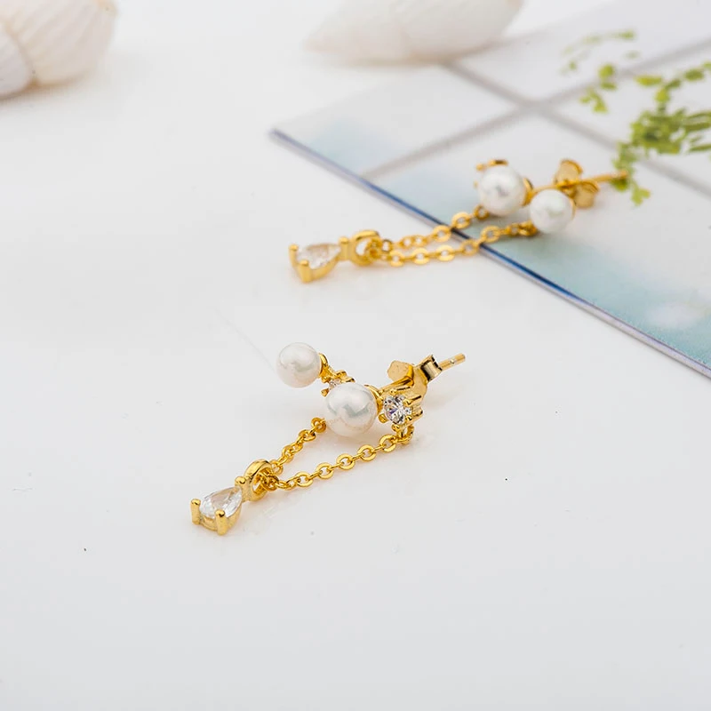 Женские серьги с жемчугом VICHOK свадебные сережки в подарок модные ювелирные