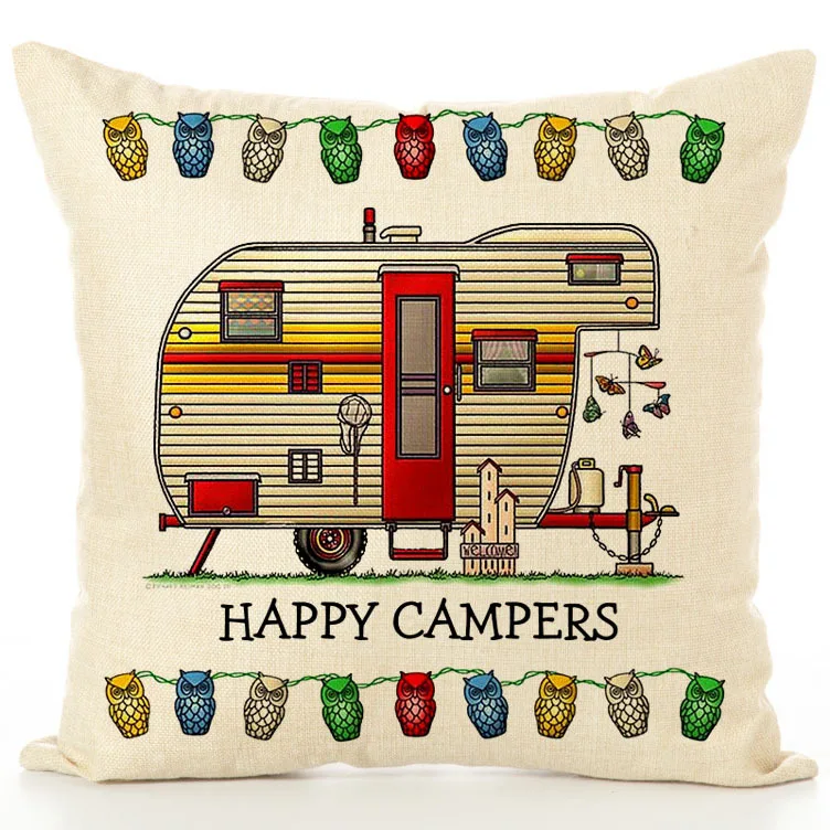 Happy Camper Чехлы для подушек несколько RV один принт дома гостиной диван украшения наволочки