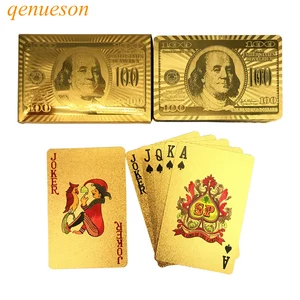 24 Karat Gold Foil Plated Baccarat Texas Hold'em Plastic Playing Cards Waterproof Poker Cards Board Games 2.28*3.46inch qenueson
