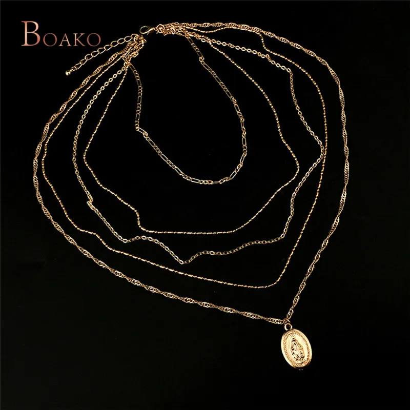 Boho Virgin, многослойное ожерелье для женщин, девушек, золото, обтягивающее колье, ожерелье, bijoux femme Jewewlry Z4