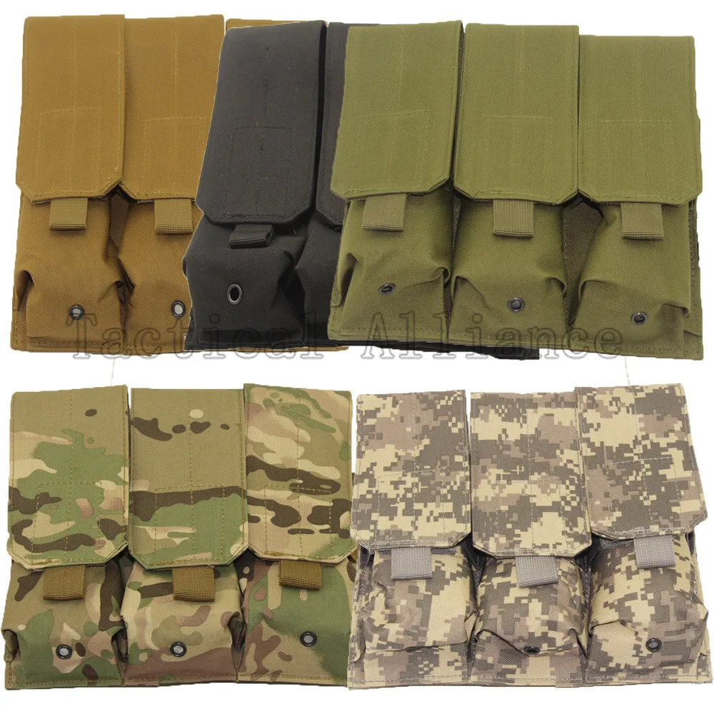 Airsoft Molle Тактический военный Molle Зажим для ремня тройной M4 AR 5,56. 223 Mag подсумок сумка охотничий пистолет 3 сумки