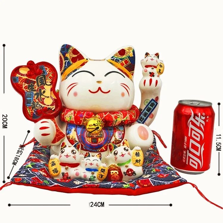 Белый Lucky Cat Копилка фигурки животных Maneki Neko котенок керамическая копилка для кошек Домашнее украшение рабочего стола R1938 - Цвет: Белый