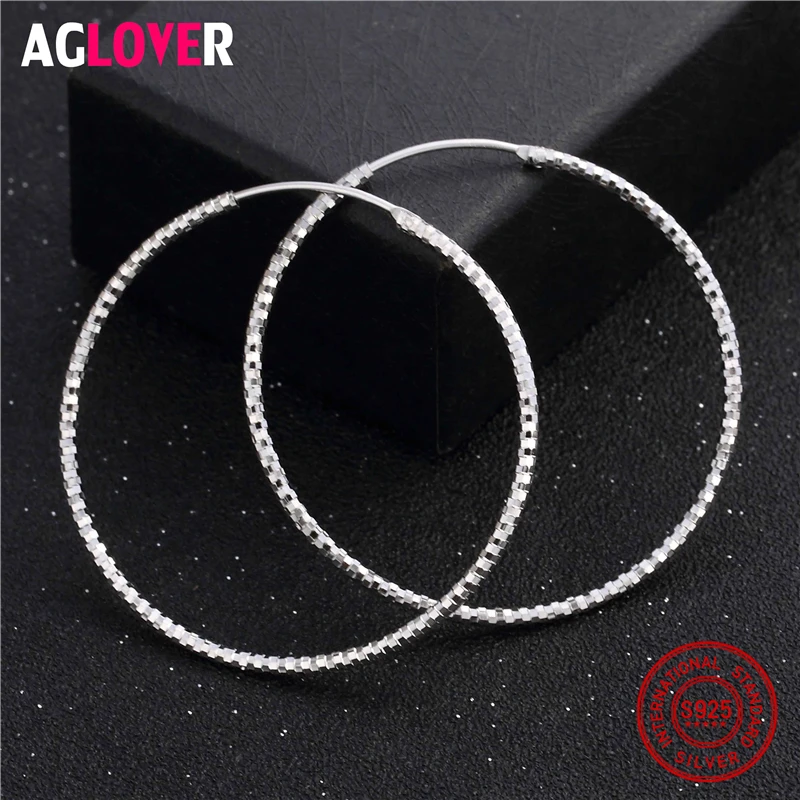 

Original Design 925 Sterling Silver 43mm Big Size Statement Hoop Earrings For Women Hot Sale Female Wedding Jewelry