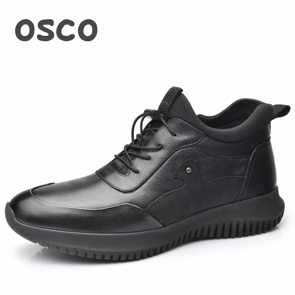 OSCO/мужские зимние ботинки из натуральной кожи модные кроссовки повседневная