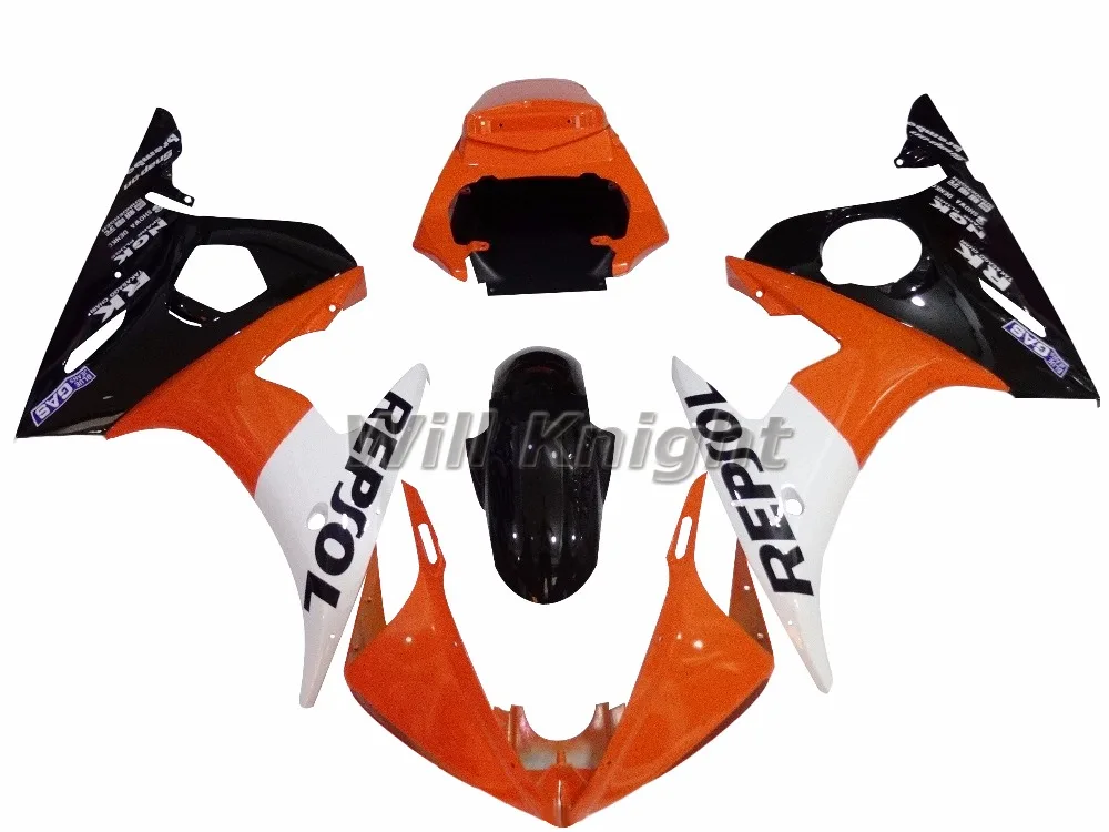 Для Yahama YZF R6 YZF600 2005 ABS Тела Обтекателя Комплект Orange Белый Черный Repsol|kit kits|kit irkit body |