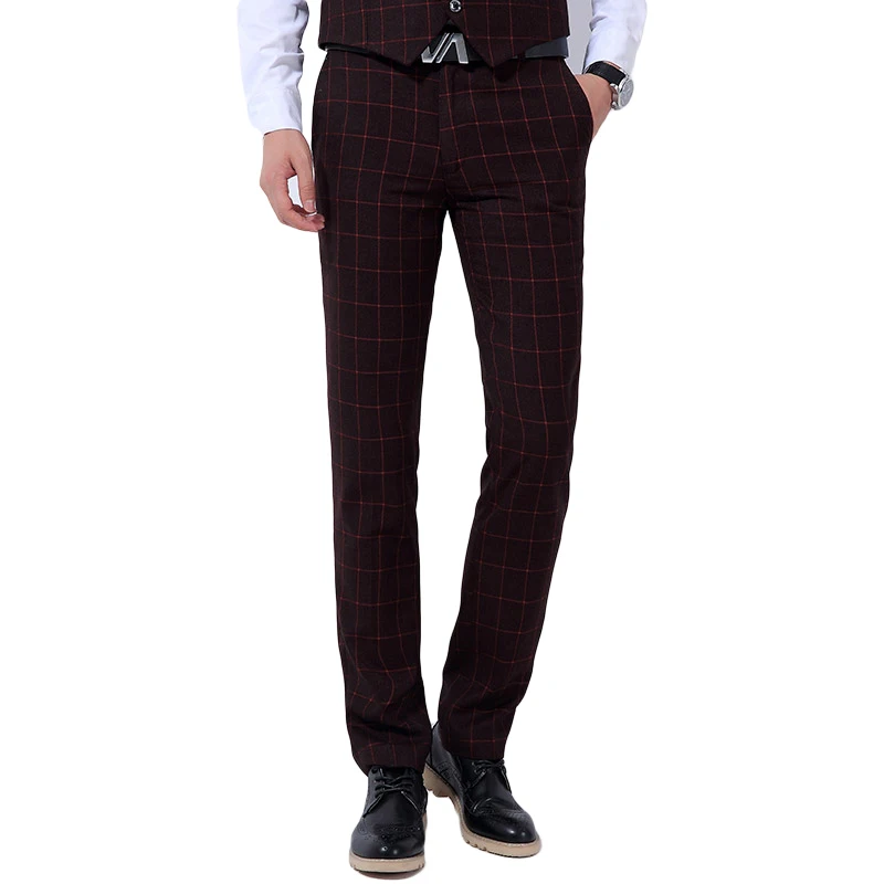Мужской костюм брюки клетчатые не гладить деловые формальные высокое качество